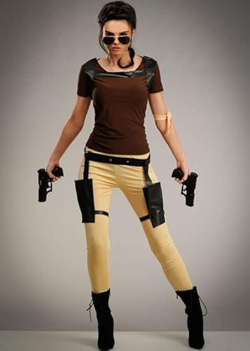 Struts Adult Womens Long Lara Croft Style Adventurer Fancy Dress Costume (Small (UK 8-10))