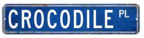Krokodil Metallschild Krokodil Metallschilder Tier Custom Straßenschild Krokodil Geschenk Wandkunst Vintage Metall Wandschild Wandaufhängung Rustikale Wanddekorationen für Café Bar Büro Garage