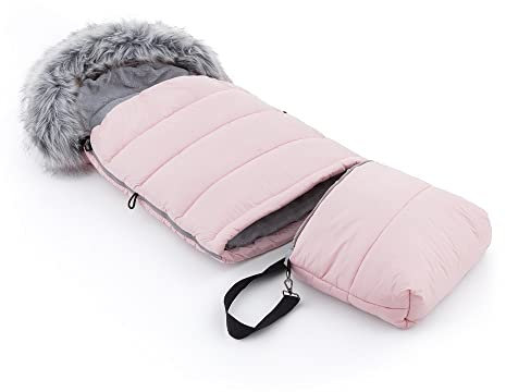 FEEDO Fußsack für Kinderwagen, Buggy und Autositz 3in1 * Winterfußsack * Warm * Wasserdicht * Winddicht (Rosa)