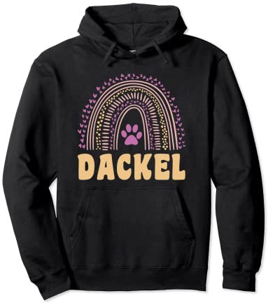 Dackel Damen Regenbogen Herz Hunde Pullover Hoodie