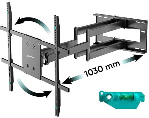 ONKRON TV Wandhalterung schwenkbar für 42-110 Zoll Fernseher bis zu 100 kg, TV Halterung Langer Arm, ausziehbar, neigbar, max VESA 800x600, drehbare Fernsehhalterung Wand Schwarz M8L-B