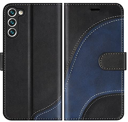 BoxTii Hülle für Galaxy S23, Leder Handyhülle für Samsung Galaxy S23, Ledertasche Klapphülle Schutzhülle mit Kartenfächer und Magnetverschluss, Schwarz