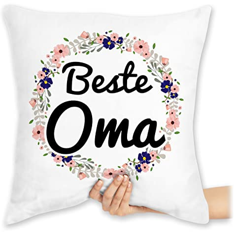 Kissen 40x40 Zierkissen - Großmutter - Beste Oma Geschenk - 40 x 40 cm - Weiß - Enkelkinder für omi Grandma kissenhülle Grandmother Bester Grossmutter ist die oma. der Welt Grandmas groseltern