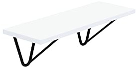 AKKE Wandregal - Hängeregal mit 18 mm Möbelplatte und Metallhalterungen - Wandablage für Moderne Wohnräume, Bücher, Pflanzen und Deko - Loft Wire - Weiß 80x20cm