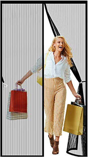 Moustiquaire Porte Fenetre Magnétique 300 x 220 cm Fermeture Automatique Moustiquaire Baie Vitree Coulissante Différentes Tailles Pour Plupart Porte Balcon, Noir