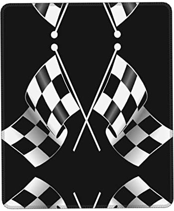 Tapis de souris multifonction avec motif de drapeaux à damier Noir/blanc