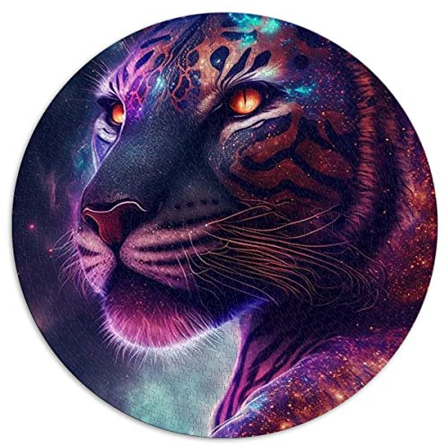 1000 Teile Puzzles Leopard Runde Puzzles für Erwachsene & Kinder Papppuzzles Pädagogischer Stressabbau Spielzeugpuzzle (Größe 67,5 x 67,5 cm)