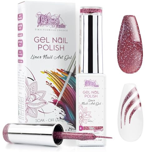 Vernis à ongles en gel semi-permanent Nail Art UV/LED 10 ml (6. Rose pailleté)