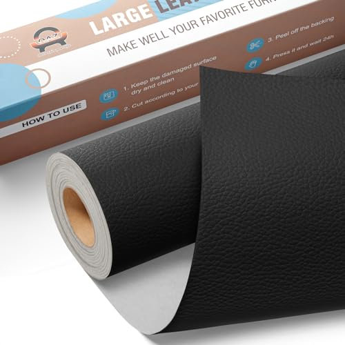 Leder Patch Kunstleder Selbstklebend Schwarz, 40 x 160cm Reparatur Set - Selbstklebende Flicken Patch Kit für Möbel, Sofa, Autositze, Taschen, Jacken, Bürostuhl