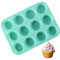 FZSECRIU Muffinform Silikon, Muffinform Blech, Muffins Backform, Muffinblech 12er（Nordisches Grün），muffinformen，muffin backform silikon，muffinförmchen silikon，muffin backform