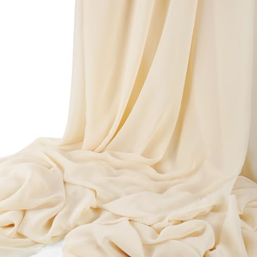 Qililandiy Chiffon Stoff Meterware 1.5x5m Dekostoff für Gardine Vorhang Sichtschutz Stoffe zum Nähen (Champagnerfarbe)