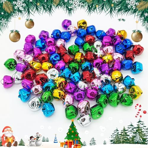 Zamety 200 Stück Bunte kleine glöckchen zum basteln, 12mm Kleine Metallglöckchen mit Öse, Glöckchen zum Basteln für Weihnachten Schmuckherstellung Heim Haustier Dekorationen, DIY Schmuck