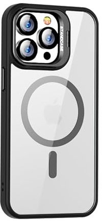 Leather Armor Kameraschutz für iPhone 14(6.1) Hülle [Kompatibel mit Magsafe] [Militärschutz Stoßfest] Hart Rückteil transparent 360 Grad Ständer Stoßfest Handyhülle iPhone 14(6.1)-Schwarz