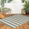 LEEVAN Gestreifter Outdoor-Teppich, 10 x 15 cm, waschbar, für Veranda, Frühlings-kariert, Türmatten für den Außenbereich, Grün und Weiß, Eingangsbereich, Bodenmatte, Büffelgewebe, Terrasse,