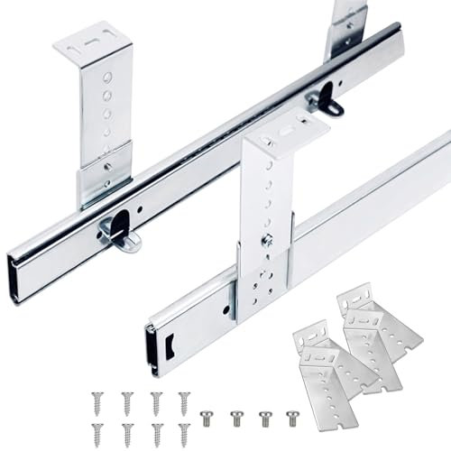 Keyboard Tray Runners Adjustable Under Desk Drawer Slides - 1-Pair Heavy Duty Ball Bearing Slides, Support 50kg, for Underdesk Sliding Shelf/Cabinet Furniture Guide Rail