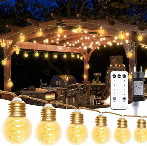 StarryEver LED Lichterkette Außen, Vintage 12M Warmweiß Lichterkette Strombetrieben Aussen, Bruchsicher G45 40 LED Outdoor Lichterkette mit Stecker,Lichterketten Glühbirnen Beleuchtung für Zelt Café
