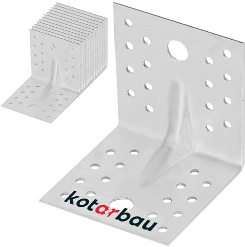 KOTARBAU® Winkelverbinder 80x80x80 mm, Winkel Metall mit Sicke, 12er Set | Schwerlastwinkel für Holzbalken, Metallwinkel 90 Grad, Balkenverbinder, Holzverbinder, Stahlwinkel verzinkt, Silber