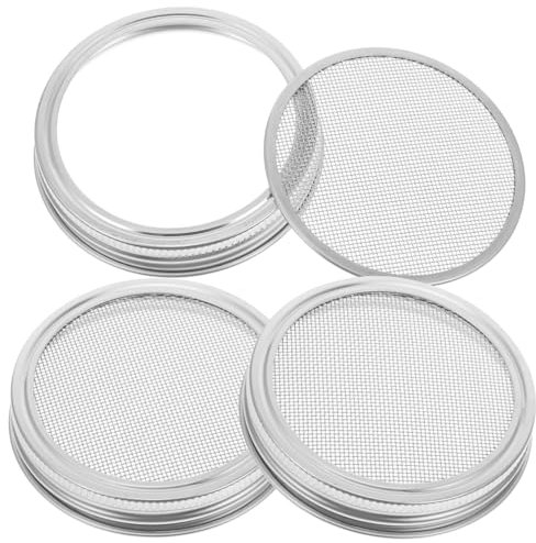 POPETPOP 6pcs Stainless Steel Sprouting Jar Lids for Wide Mouth Mason Jars Indoor Herb Garden Accessories Easy to Use Strainer Lid for Sprouting Seeds Tea