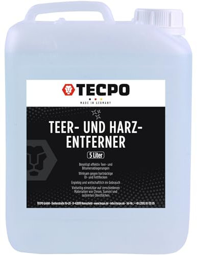 TECPO Solucionador de alquitrán y resina, 5 litros de pegamento, removedor de alquitrán, betún, disolvente de grasa, resina