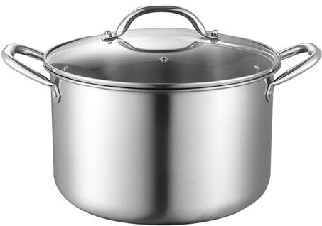 Stock Pot 11L Stainless Steel Stock Pot with Lid, Multi Purpose Cookware Induction, Gas, Electric Compatible Big Boiling Pot,Soup Pot