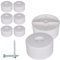 SKIR'CO Lot de 8 pieds de meubles ronds en plastique blanc, diamètre 50 mm, hauteur 25 mm, pieds de meubles en plastique, vis incluses