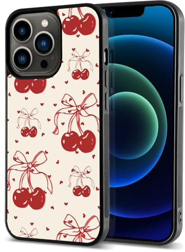 MAYCARI Cherry Case for iPhone 12/12 Pro, Cute Girly Trendy Aesthetic Phone case, Hard Back Case with Soft TPU Bumper for Girls Boys Protective Phone Case for iPhone 12/12 Pro