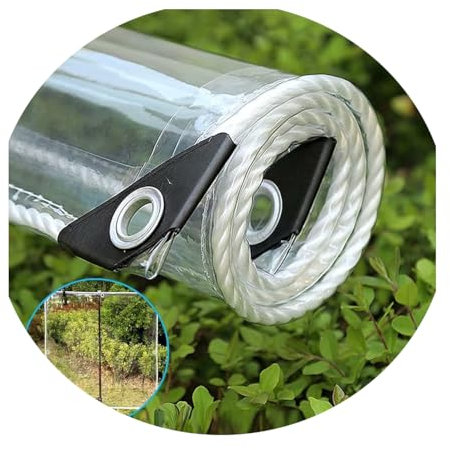 Hochbelastbare wasserdichte transparente Plane, 0,35mm klare PVC Plane mit Ösen, 365g/m²Anti-Aging reißfeste weiche Glasplane, für Haus Garten Gazebo (A, 4X5m)