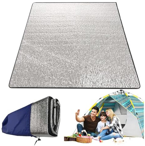 LNGJIN Zeltmatte Bodenmatte,200x200 cm Faltbare Isoliermatte für Camping,Camping Matte aus Aluminiumfolie,Ultraleicht Isolierdecke,Alu Isomatte,Zeltmatte,Bodenmatte für Yoga, Sport