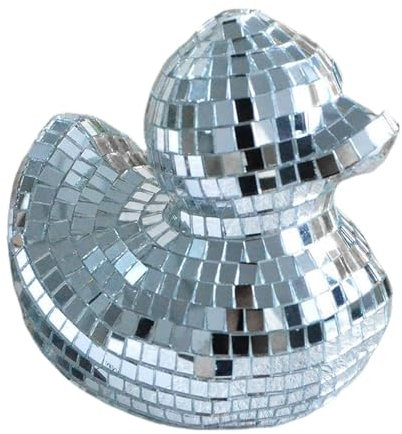 Discokugel-Ente – Discokugel-Dekorationen, flippige Enten-Figur, Kuchendekoration, Spiegelkugeln, verspiegelte Glas-Kuchenaufsätze, kreatives Schreibtisch-Ornament für Hochzeiten, , Feiertage,