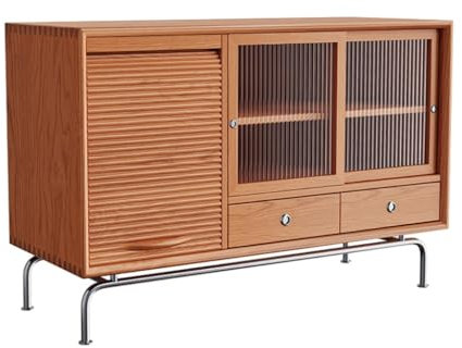 NEBE Sideboard Cupboard Solid Wood Roller Shutter Door Sideboard Living Room Storage Cabinet Modern Storage Buffet Cabinet Restaurant Cabinet Kitchen Storage(B)