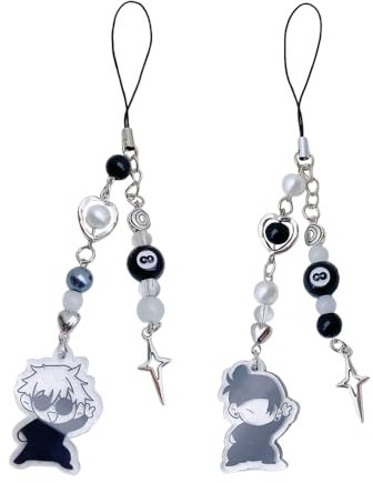 HSAJS Handy-Anhänger Anime Gojo Geto Inspiriert Telefon Charms Schlüsselanhänger 2 Stück süße Y2K-Anhänger Zubehör für Handytasche Schlüsselanhänger Kamera-Anhänger