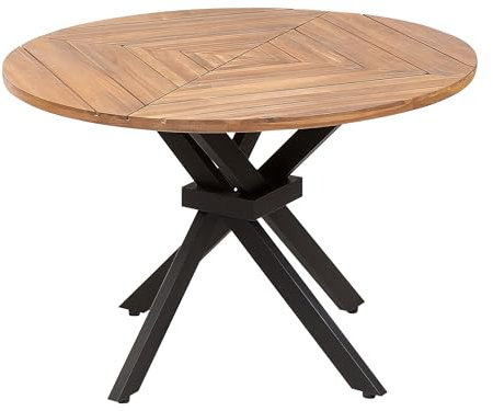 Gartentisch Akazienholz Hellbraun rund ⌀ 120 cm Lattenoptik modern robust Agello