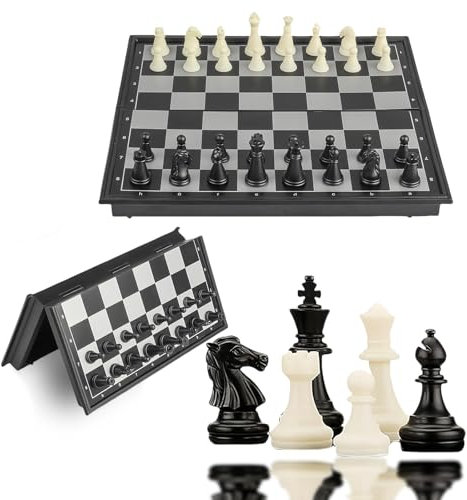 Cestamor Magnetic Chess Board Set - 25x25cm Portable Travel Traditional Strategy Game With Folding Board and Pieces for Kids, Children, Adults, Family Gathering