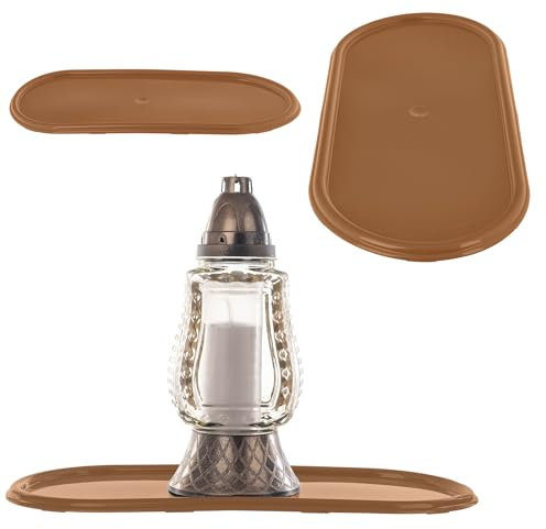 KADAX Plastikunterlage für Grablicht, Ovales Tablett für Grab, Kunststoff Untersatz für Grabblumen und Kerzen, Tafelplatte, Schutz für Grab (Gold, 43.5 cm)