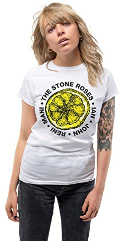 Rock Off officially licensed products The Stone Roses T Shirt Lemon Names Ian Brown Fools Gold Oasis Skinny