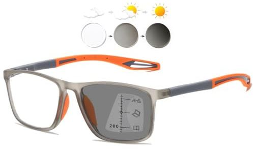 KOOSUFA Selbsttönende Gleitsicht Lesebrille Herren Damen Sport Leicht TR90 | Photochrome Sonnenlesebrille, Autofocus Gleitsichtbrille, Progressive Multifokus, Blaulichtfilter, Federscharnier, UV-Schutz