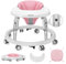 Baby Lauflernhilfe, Anti-Collision Design One-Touch Folding Baby Walker, Anti-Roll 8-Rad-Rundfahrwerk, 7-Gang höhenverstellbar, mit großem Essteller und Bremse von 6-18M (Rosa)