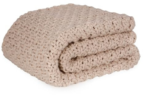 UNUS Decke mit Waffelstrick mit Grobstruktur in Beige