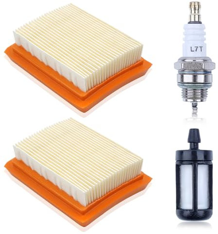 Mtanlo Filtro Aria per Stihl FS120 FS200 FS250 FS300 FS350 FS400 FS450, Sostituire 4134 141 0300, Filtro Aria Kit con Candela di accensione BPMR7A Filtro Benzina