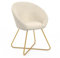 IDMarket - Runder Sessel Angelina Beige aus Samt mit goldenen gekreuzten Beinen