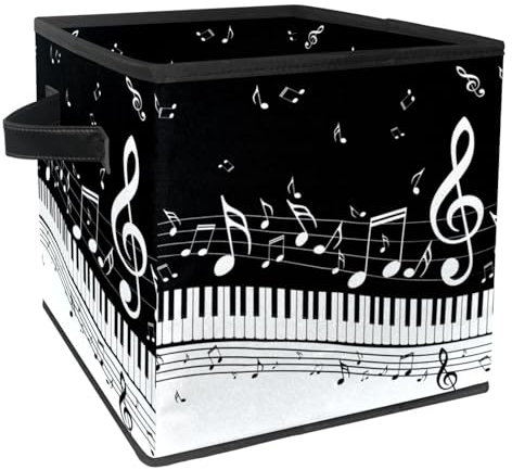 Foldable Fabric Storage Box nizer with Handles for Toy Clothes Books Piano Music Theme