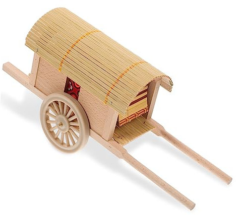 Vaguelly Miniatur Holzwagen Modell Für Puppenhaus Antikes Design Stabiler Stand Perfektes Deko-Element Für Büro Und Zuhause Zur Silberhochzeit Kreatives Bastelprojekt