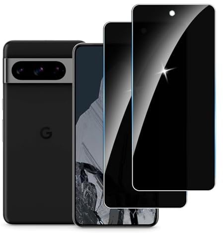 Lyphpe 【2 Pack】 Privacy Screen Protector for Google Pixel 8 Pro 9H Tempered Glass Anti-Spy Private Film Compatible for Google Pixel 8 Pro Case Friendly Easy Installation
