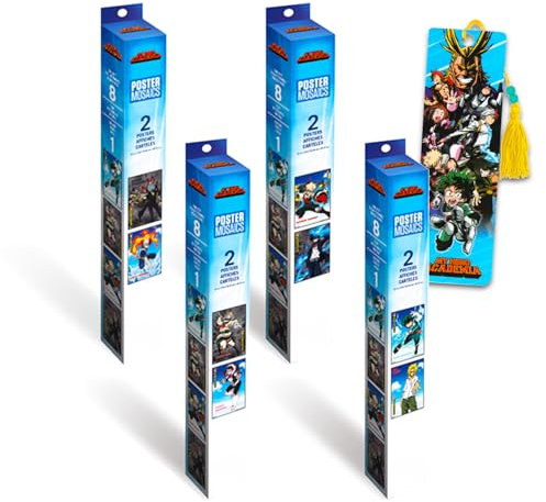 My Hero Academia Poster-Set für Wände – MHA Raumdekor-Bündel mit 8 Wandkunstdrucken (30,5 x 45,7 cm) für riesiges Mosaik plus Lesezeichen, 91,4 x 121,9 cm, My Hero Academia Poster-Collage für Wände