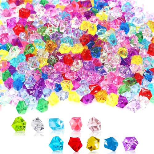ERBO Edelsteine für Kinder,100 Stück Diamanten Kinder, Bunte Glassteine Deko, Vase Deko, Diamant, Glassteine Bunt, Acryl Kristalle Steine für Kindergeburtstag Hochzeiten Tischdekorationen DIY
