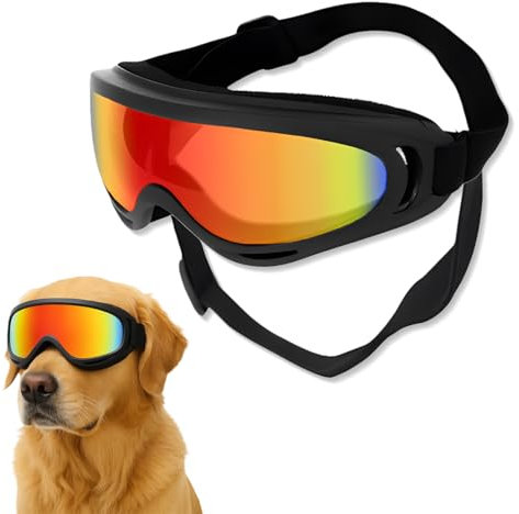 KUMSODE 1 Stück Hundebrille, Brille Hund UV-Schutz, Winddicht Hunde Brille, Sonnenbrille Hund mit Verstellbare Riemen, Hundesonnenbrille für Mittel Große Hunde, zum Autofahren,Outdoor-Aktivitäten