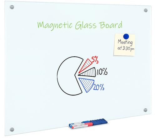 TECHLY 622038 Pizarra magnética de cristal blanco 88 x 120 cm