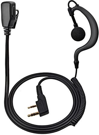 HYSHIKRA Oreillette Walkie Talkie avec Micro Casque Compatible avec Baofeng UV5R 888S UV-82HP Kenwood 2 Way Radio pour Sécurité Bodyguard Outdoor (G Forme, 1)