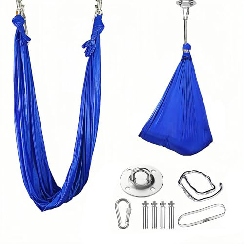 Aerial Yoga Tuch,Schaukel,Vertikaltuch,Atmungsaktiv Langlebig, with Fittings(150 x 280 cm). Yoga Hammock Set (Blau)