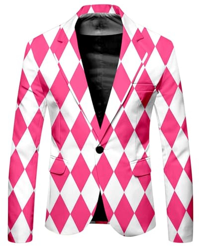 Gefomuofe Veste de costume à manches longues pour homme - Veste de costume colorée fluo - Costume de carnaval élégant - Veste de mariage - Manteau de sport d'extérieur